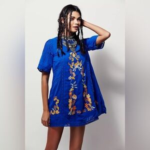 Free People Perfectly Victorian Mini - blue with yellow flowers
